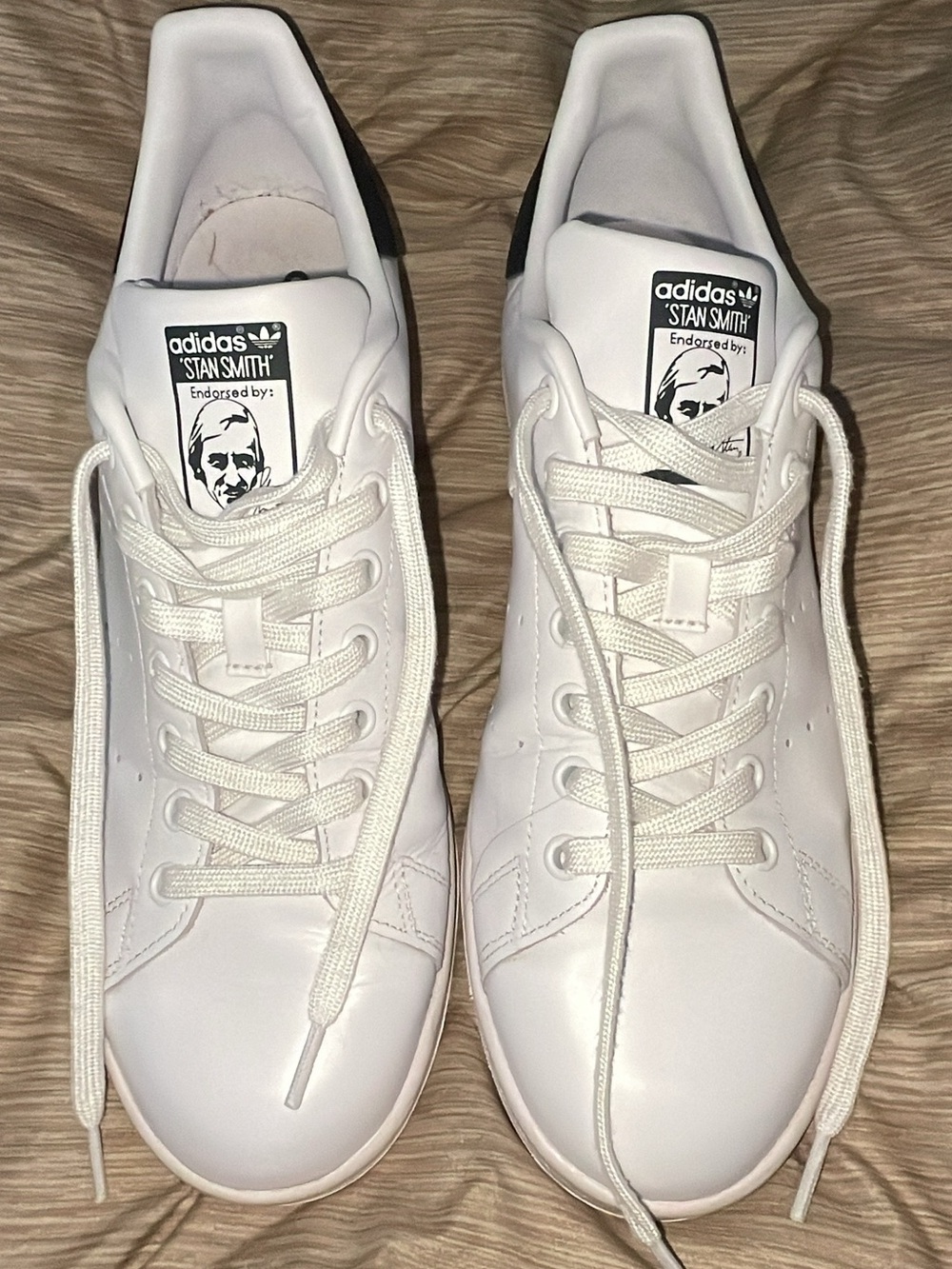 adidas Stan Smith White Sneakers with Black Heel Tab
